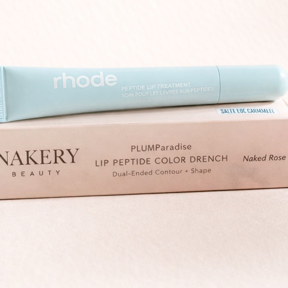 Rhode Salted Caramel + Nakery Naked Rose Liner/Lip Color Peptide Lip Bundle NEW